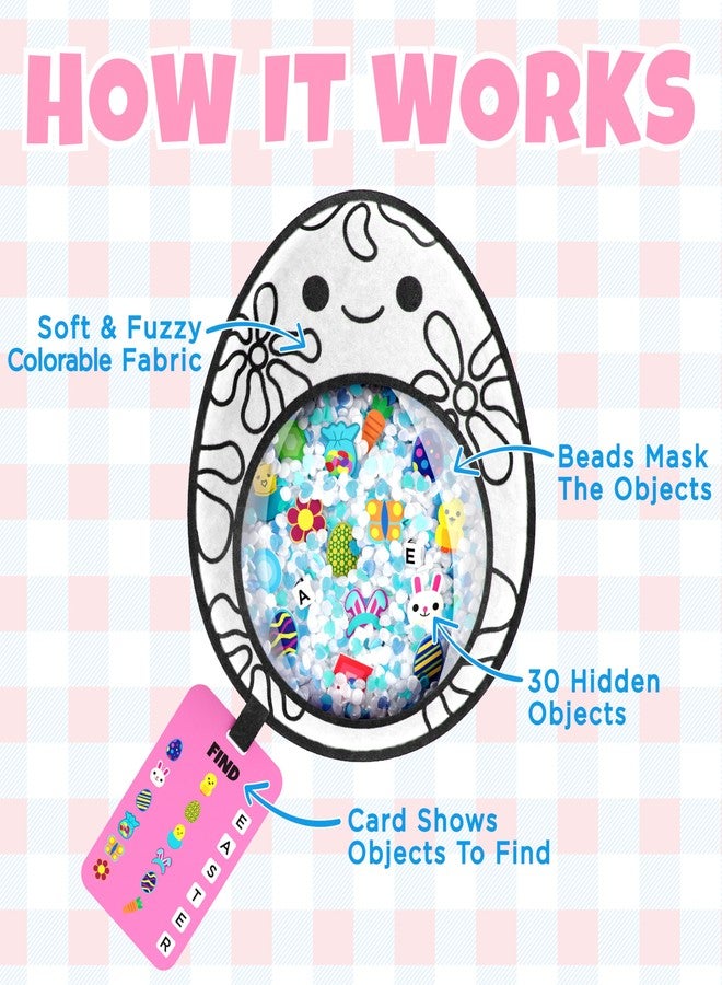 فانجو حقيبة فانجو بيزيبو القابلة للتلوين لعيد الفصح - لعبة البحث عن الأشياء المخفية - لعبة مطابقة حسية للأطفال من عمر سنتين فما فوق | تتضمن 6 أقلام تلوين غير سامة (بيضة واحدة، سلة واحدة) - Image 2